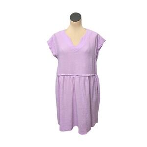 Latched Mama‎ Dress Womens Large Purple Double Gauze Nursing V Neck Cap Sleeve